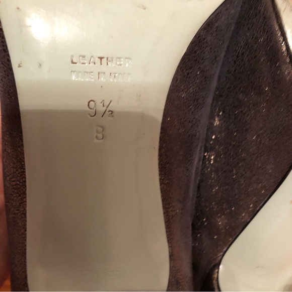 Cynthia Rowley Zeitgeist Peep Toe Taupe Metallic Leather Shoes 9.5 fist 9 - Picture 2 of 2